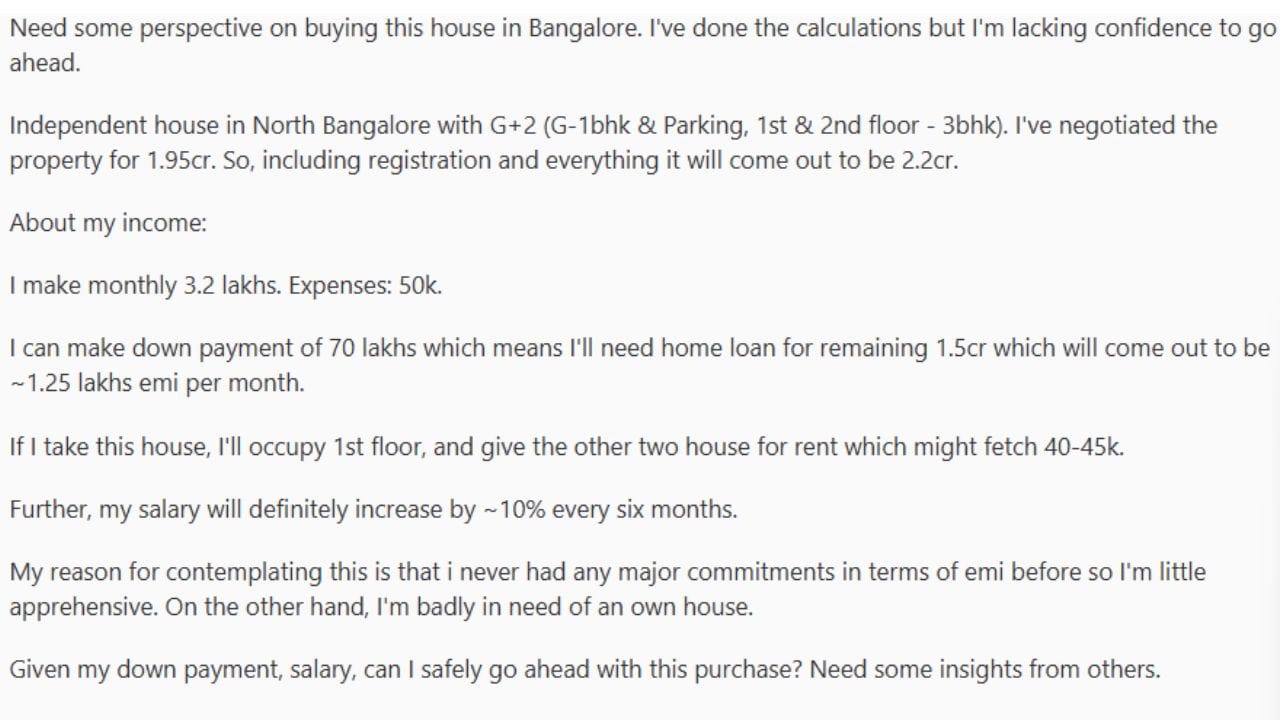 Bengaluru House Purchase