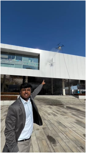 ಡ್ರೋನ್ ಬಳಸಿ ಕಟ್ಟಡ ಕ್ಲೀನ್ ಮಾಡಿದ ಪ್ರತಾಪ್