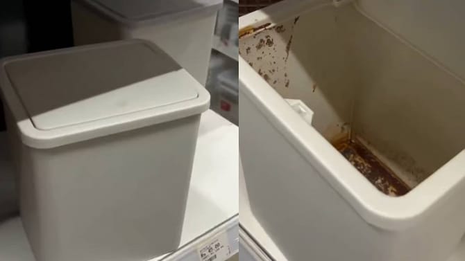 ಮಾರಾಟಕ್ಕೆಂದು ಇಟ್ಟಿದ್ದ ಡಸ್ಟ್​ಬಿನ್ ತೆರೆದು ಬೆಚ್ಚಿಬಿದ್ದ ಗ್ರಾಹಕ