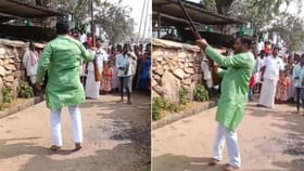 ಗ್ರಾಮ ಪಂಚಾಯ್ತಿ ಸದಸ್ಯನಿಂದ ಮದುವೆ ಮೆರವಣಿಗೆ ವೇಳೆ ಫೈರಿಂಗ್