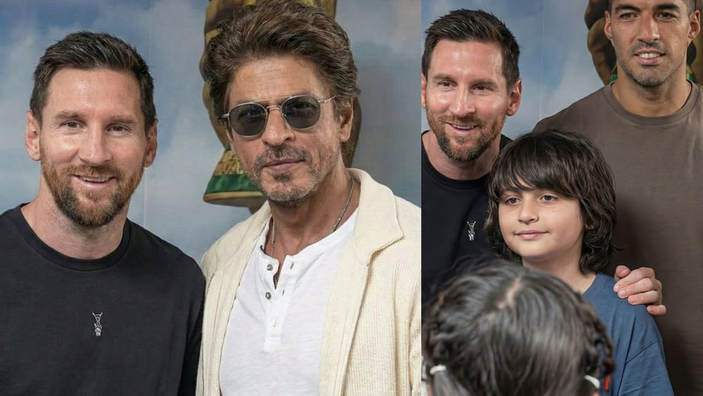 ಮಗನೊಂದಿಗೆ ಮೆಸ್ಸಿಯನ್ನು ಭೇಟಿಯಾದ ಶಾರುಖ್ ಖಾನ್; ವಿಡಿಯೋ ನೋಡಿ