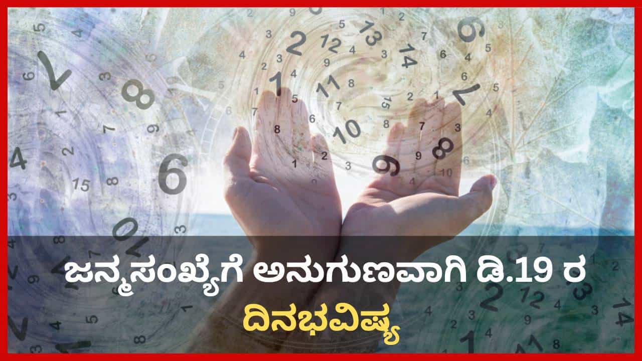 Numerology Prediction: ಸಂಖ್ಯಾಶಾಸ್ತ್ರ ಪ್ರಕಾರ ಜನ್ಮಸಂಖ್ಯೆಗೆ ಅನುಗುಣವಾಗಿ ಡಿಸೆಂಬರ್ 19ರ ದಿನಭವಿಷ್ಯ Numerology Prediction: ಸಂಖ್ಯಾಶಾಸ್ತ್ರ ಪ್ರಕಾರ ಜನ್ಮಸಂಖ್ಯೆಗೆ ಅನುಗುಣವಾಗಿ ಡಿಸೆಂಬರ್ 19ರ ದಿನಭವಿಷ್ಯ