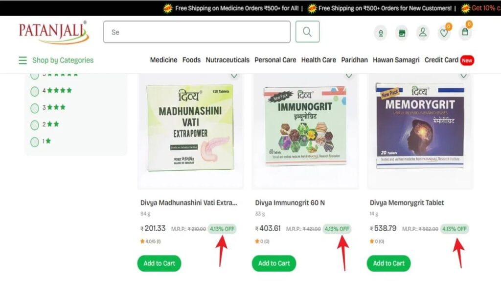 Patanjali Ayurveda offers far less expensive medicines in its online platform