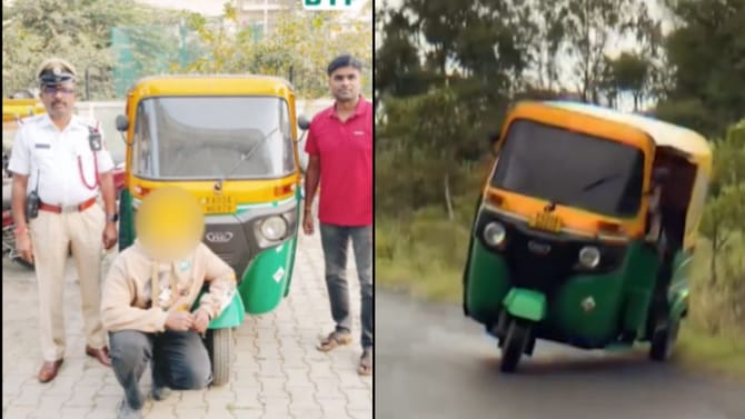 ಬೆಂಗಳೂರಿನಲ್ಲಿ ಆಟೋ ಚಾಲಕನ ವ್ಹೀಲಿಂಗ್ ಹುಚ್ಚಾಟ
