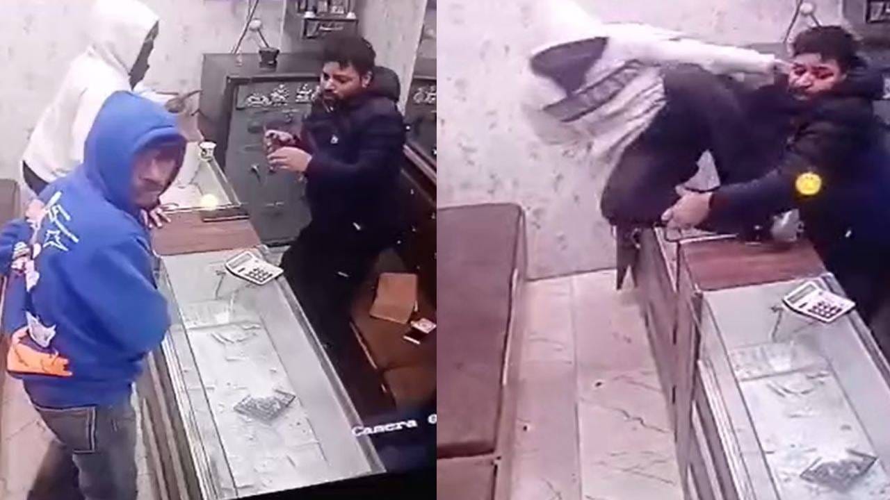 Video: ಆಭರಣದಂಗಡಿಗೆ ಕದಿಯಲೆಂದು ಹೋಗಿ ಫಜೀತಿಗೆ ಸಿಲುಕಿದ ಕಳ್ಳರು Video: ಆಭರಣದಂಗಡಿಗೆ ಕದಿಯಲೆಂದು ಹೋಗಿ ಫಜೀತಿಗೆ ಸಿಲುಕಿದ ಕಳ್ಳರು