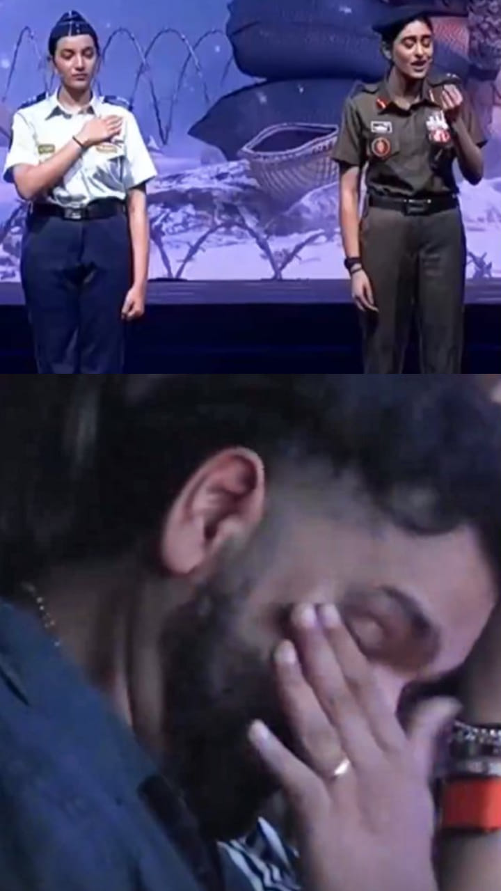 ದೇಶಭಕ್ತಿ ಗೀತೆ ಕೇಳಿ ಕಣ್ಣೀರಿಟ್ಟ ರೋಹಿತ್ ಶರ್ಮಾ