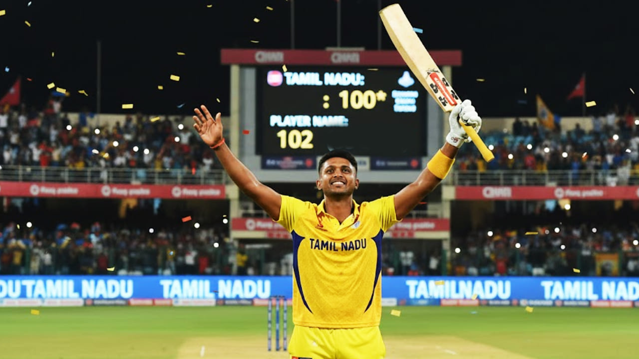 ಭರ್ಜರಿ ಸೆಂಚುರಿ ಸಿಡಿಸಿ ಪಂದ್ಯ ಗೆಲ್ಲಿಸಿದ ಸಾಯಿ ಸುದರ್ಶನ್