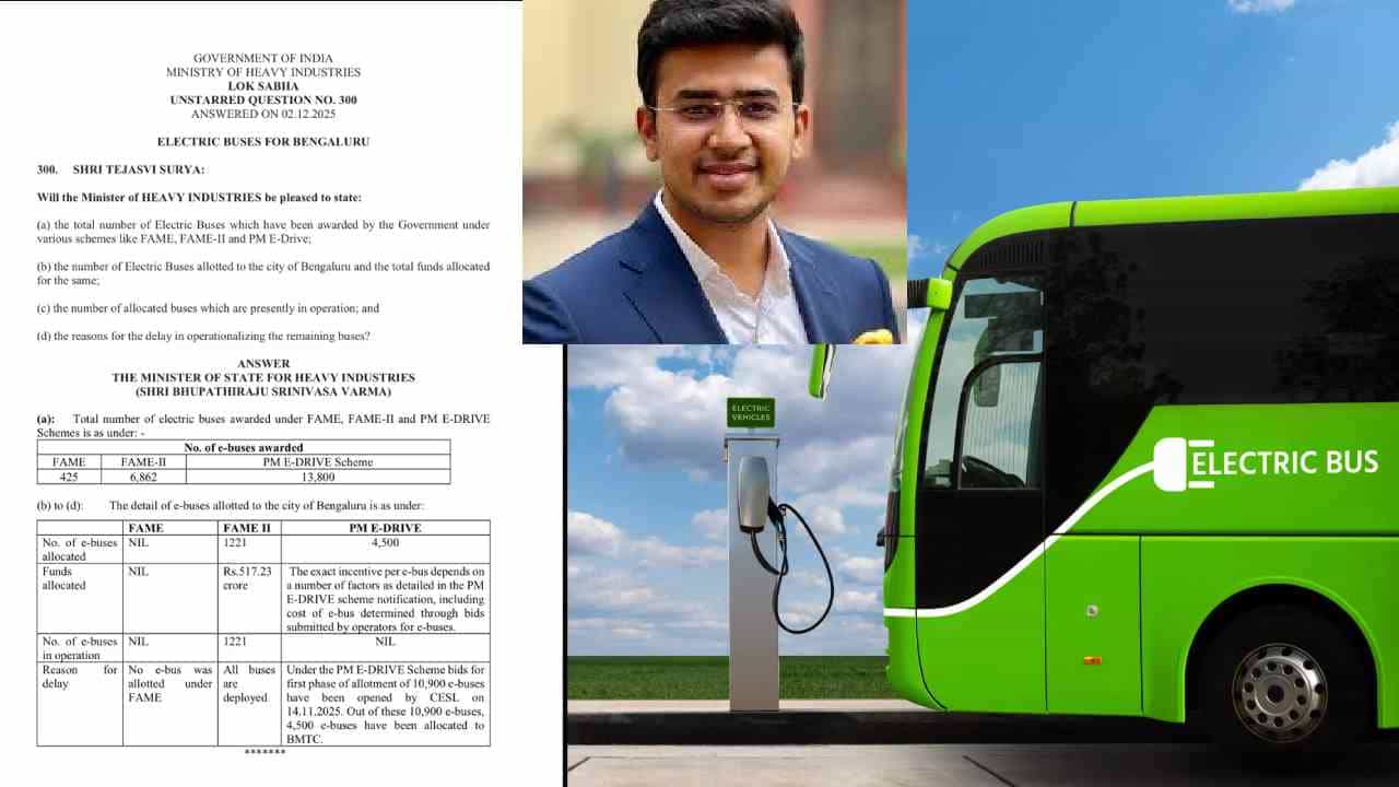ಕರ್ನಾಟಕಕ್ಕೆ 6862 ಎಲೆಕ್ಟ್ರಿಕ್ ಬಸ್: ಪರಿಸರ ಸ್ನೇಹಿ ವಾತಾವರಣಕ್ಕೆ ಮೋದಿ ಸರ್ಕಾರ ಬದ್ಧ ಎಂದ ತೇಜಸ್ವಿ ಸೂರ್ಯ