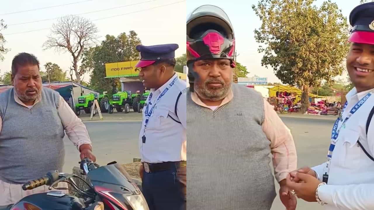 Video: ಹೆಲ್ಮೆಟ್ ಧರಿಸದ ಬೈಕ್ ಸವಾರನನ್ನು ತಡೆದು ನಿಲ್ಲಿಸಿದ ಪೊಲೀಸರು, ಈ ವ್ಯಕ್ತಿ ನೀಡಿದ ಉತ್ತರಕ್ಕೆ ಪೊಲೀಸರೇ ಶಾಕ್ Video: ಹೆಲ್ಮೆಟ್ ಧರಿಸದ ಬೈಕ್ ಸವಾರನನ್ನು ತಡೆದು ನಿಲ್ಲಿಸಿದ ಪೊಲೀಸರು, ಈ ವ್ಯಕ್ತಿ ನೀಡಿದ ಉತ್ತರಕ್ಕೆ ಪೊಲೀಸರೇ ಶಾಕ್
