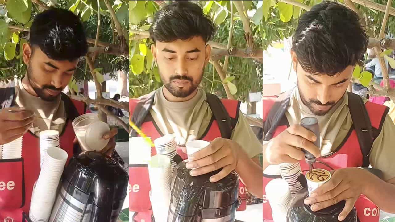Video: ಯುವಕನ ಕೈ ಹಿಡಿದ ವಾಕಿಂಗ್ ಕಾಫಿ ಶಾಪ್, ವೈರಲ್ ಆಯ್ತು ದೃಶ್ಯ Video: ಯುವಕನ ಕೈ ಹಿಡಿದ ವಾಕಿಂಗ್ ಕಾಫಿ ಶಾಪ್, ವೈರಲ್ ಆಯ್ತು ದೃಶ್ಯ