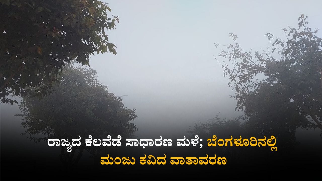 ಕರ್ನಾಟಕ ಹವಾಮಾನ ವರದಿ: ರಾಜ್ಯದ ಕೆಲವೆಡೆ ಸಾಧಾರಣ ಮಳೆ; ಬೆಂಗಳೂರಿನಲ್ಲಿ ಮಂಜು ಕವಿದ ವಾತಾವರಣ