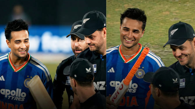 ಅಭಿಷೇಕ್ ಶರ್ಮಾ ಬ್ಯಾಟ್ ಚೆಕ್ ಮಾಡಿದ ನ್ಯೂಝಿಲೆಂಡ್ ಆಟಗಾರರು