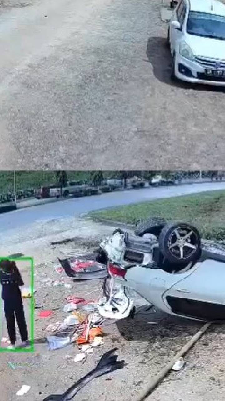 ವೇಗವಾಗಿ ಬಂದ ಕಾರು ಪಲ್ಟಿಯಾದ ರಭಸಕ್ಕೆ ಕಾರಿನಿಂದ ಹೊರಕ್ಕೆ ಬಿದ್ದ ಯುವತಿ