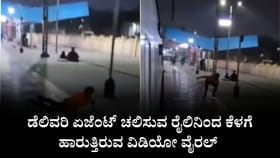 ಡೆಲಿವರಿ ಏಜೆಂಟ್ ಚಲಿಸುವ ರೈಲಿನಿಂದ ಕೆಳಗೆ ಹಾರುತ್ತಿರುವ ವಿಡಿಯೋ ವೈರಲ್