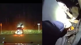 ಪೊಲೀಸರಿಂದ ತಪ್ಪಿಸಿಕೊಳ್ಳುವ ಭರದಲ್ಲಿ ಸಾಕು ನಾಯಿಯನ್ನು ಕಾರಿನಿಂದ ಹೊರಗೆಸೆದ