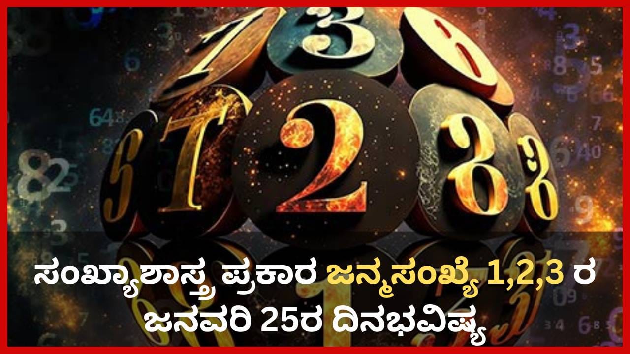 Numerology Prediction: ಸಂಖ್ಯಾಶಾಸ್ತ್ರ ಪ್ರಕಾರ ಜನ್ಮಸಂಖ್ಯೆ 1, 2, 3ರ ಜನವರಿ 25ರ ದಿನಭವಿಷ್ಯ Numerology Prediction: ಸಂಖ್ಯಾಶಾಸ್ತ್ರ ಪ್ರಕಾರ ಜನ್ಮಸಂಖ್ಯೆ 1, 2, 3ರ ಜನವರಿ 25ರ ದಿನಭವಿಷ್ಯ