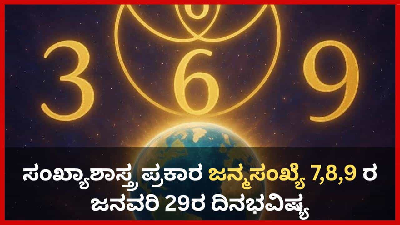 Numerology Prediction: ಸಂಖ್ಯಾಶಾಸ್ತ್ರ ಪ್ರಕಾರ ಜನ್ಮಸಂಖ್ಯೆ 7, 8, 9ರ ಜನವರಿ 29ರ ದಿನಭವಿಷ್ಯ Numerology Prediction: ಸಂಖ್ಯಾಶಾಸ್ತ್ರ ಪ್ರಕಾರ ಜನ್ಮಸಂಖ್ಯೆ 7, 8, 9ರ ಜನವರಿ 29ರ ದಿನಭವಿಷ್ಯ