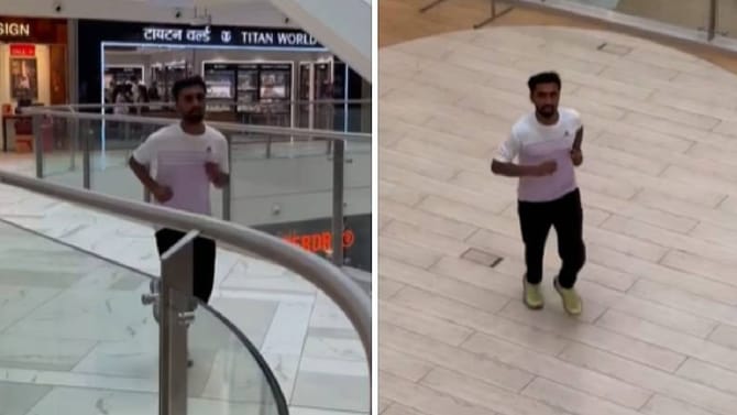 ಟ್ರ್ಯಾಕ್​ನಲ್ಲಿ ಓಡುವ ಬದಲು ಮಾಲ್ ಒಳಗೆ ಜಾಗಿಂಗ್ ಮಾಡಿದ ಯುವಕ