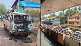 ಶಾಲಾ ಮಕ್ಕಳಿದ್ದ ಓಮಿನಿ ನಿಂತಿದ್ದ ಪಿಕಪ್​​ ಟ್ರಕ್​​​ಗೆ ಡಿಕ್ಕಿ