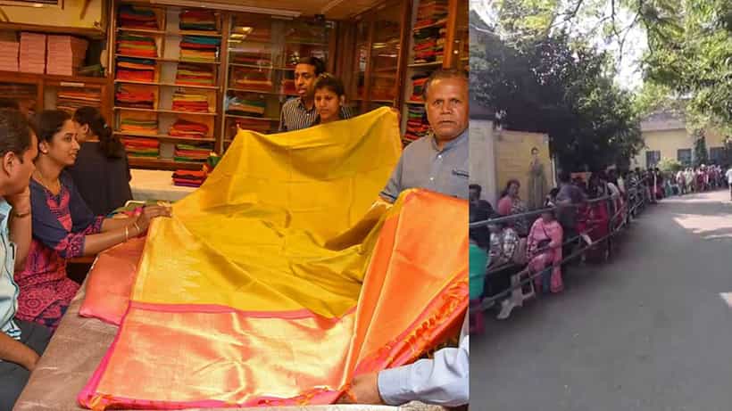 ಮೈಸೂರು ರೇಷ್ಮೆ ಸೀರೆಗೆ ಡಿಮ್ಯಾಂಡಪ್ಪೋ ಡಿಮ್ಯಾಂಡ್! ಜಿಐ ಟ್ಯಾಗ್ ಇರುವ ಸೀರೆ ಖರೀದಿಗೆ ಸೂರ್ಯೋದಯಕ್ಕೂ ಮುನ್ನ ಮಹಿಳೆಯರ ಸರದಿ ಸಾಲು!