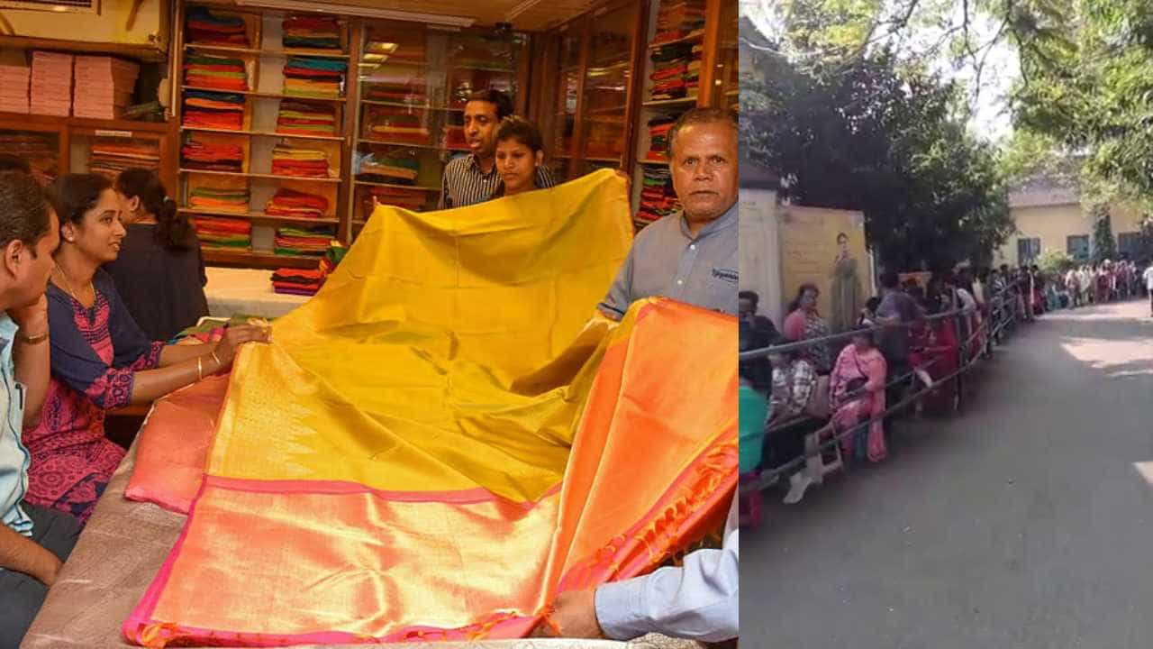 ಮೈಸೂರು ರೇಷ್ಮೆ ಸೀರೆಗೆ ಡಿಮ್ಯಾಂಡಪ್ಪೋ ಡಿಮ್ಯಾಂಡ್! ಜಿಐ ಟ್ಯಾಗ್ ಇರುವ ಸೀರೆ ಖರೀದಿಗೆ ಸೂರ್ಯೋದಯಕ್ಕೂ ಮುನ್ನ ಮಹಿಳೆಯರ ಸರದಿ ಸಾಲು!