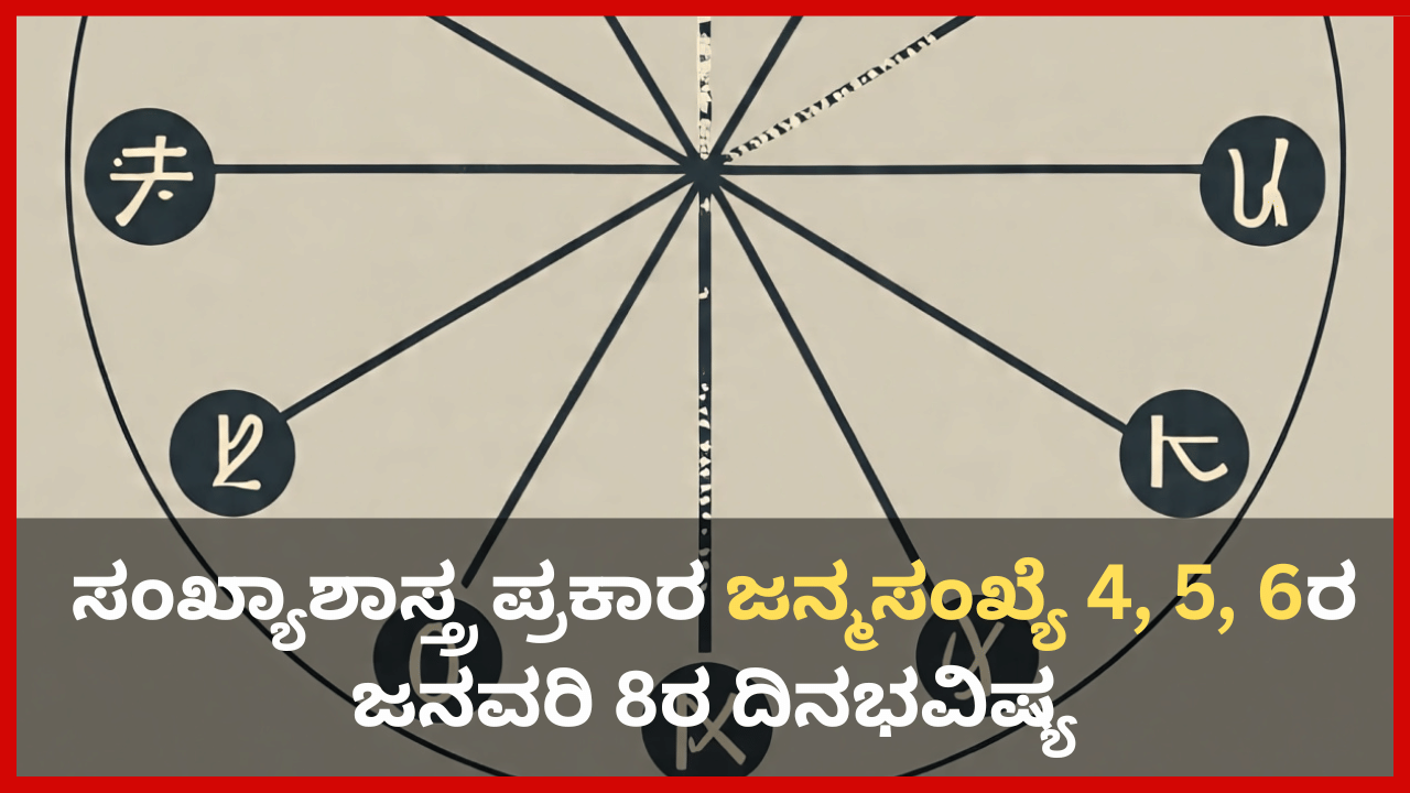 Numerology Prediction: ಸಂಖ್ಯಾಶಾಸ್ತ್ರ ಪ್ರಕಾರ ಜನ್ಮಸಂಖ್ಯೆ 4, 5, 6ರ ಜನವರಿ 8ರ ದಿನಭವಿಷ್ಯ Numerology Prediction: ಸಂಖ್ಯಾಶಾಸ್ತ್ರ ಪ್ರಕಾರ ಜನ್ಮಸಂಖ್ಯೆ 4, 5, 6ರ ಜನವರಿ 8ರ ದಿನಭವಿಷ್ಯ