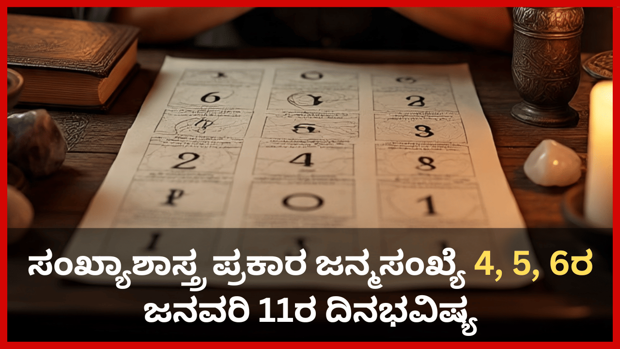 Numerology Prediction: ಸಂಖ್ಯಾಶಾಸ್ತ್ರ ಪ್ರಕಾರ ಜನ್ಮಸಂಖ್ಯೆ 4, 5, 6ರ ಜನವರಿ 11ರ ದಿನಭವಿಷ್ಯ Numerology Prediction: ಸಂಖ್ಯಾಶಾಸ್ತ್ರ ಪ್ರಕಾರ ಜನ್ಮಸಂಖ್ಯೆ 4, 5, 6ರ ಜನವರಿ 11ರ ದಿನಭವಿಷ್ಯ