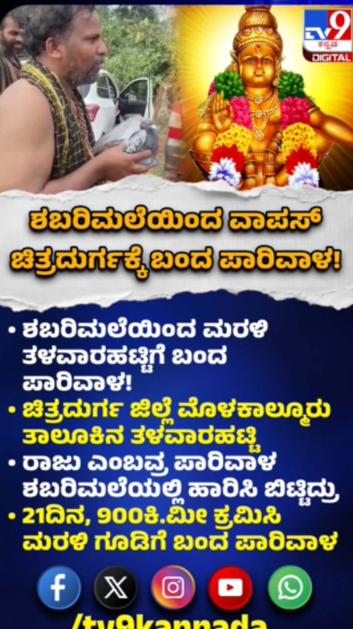 ಶಬರಿಮಲೆಯಿಂದ ಮರಳಿ ಬಂದ ಪ್ರೀತಿಯ ‘ಪಾರಿವಾಳ’