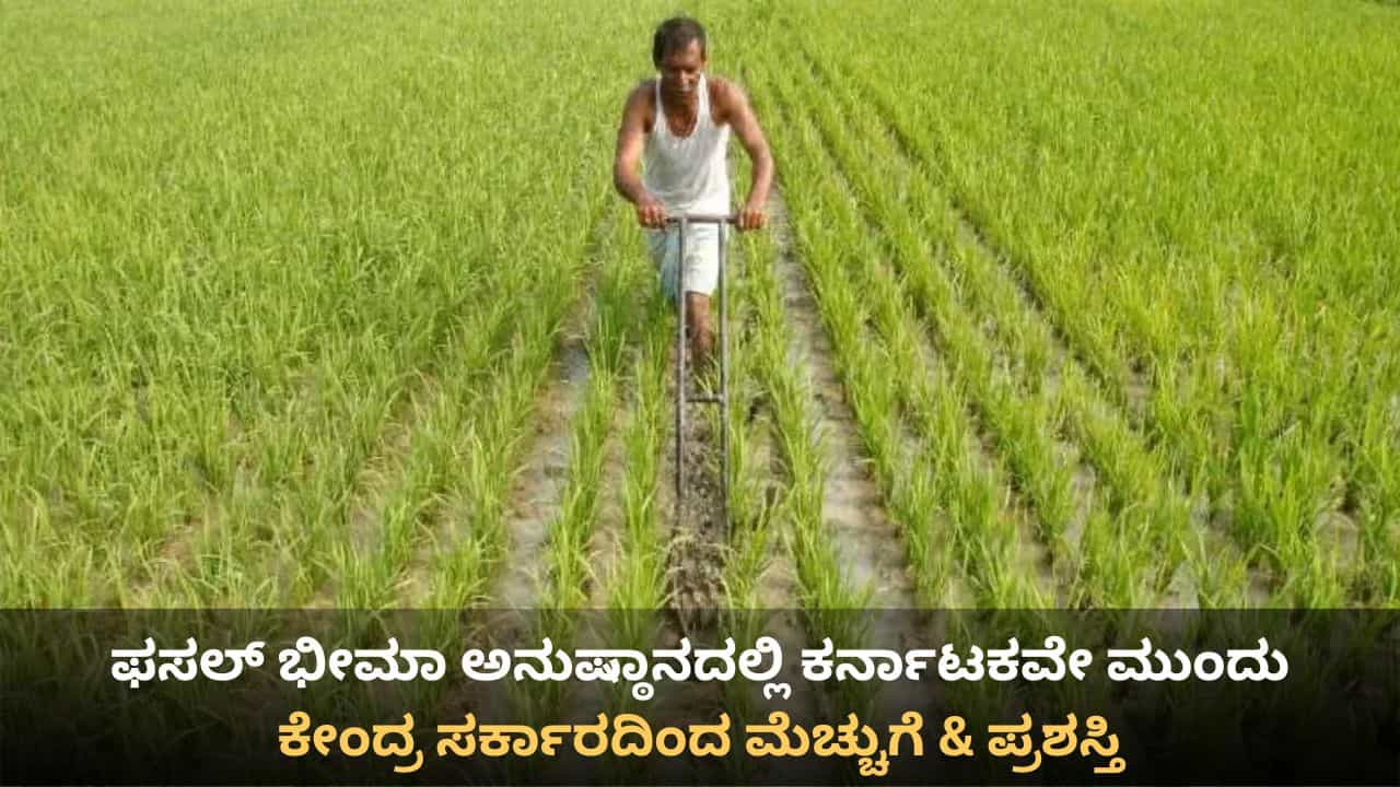 ಫಸಲ್ ಬಿಮಾ ಯೋಜನೆ ಅನುಷ್ಠಾನದಲ್ಲಿ ಕರ್ನಾಟಕಕ್ಕೆ 2ನೇ ಸ್ಥಾನ: ಭೇಷ್ ಎಂದು ಪ್ರಶಸ್ತಿ ನೀಡಿದ ಕೇಂದ್ರ ಸರ್ಕಾರ