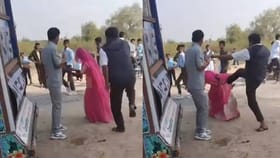 ಸಾರ್ವಜನಿಕ ಸಾಮಾರಂಭದಲ್ಲಿ ಡ್ಯಾನ್ಸ್​ ಮಾಡುತ್ತಿದ್ದ ಮಹಿಳೆಗೆ ಒದ್ದ ವ್ಯಕ್ತಿ