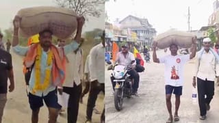 ವಿಜಯಪುರ: 56 ಕೆಜಿ ತೂಕದ ಗೋಧಿ ಮೂಟೆ ಹೊತ್ತು ಅಯೋಧ್ಯೆಗೆ ಪಾದಯಾತ್ರೆ ಹೊರಟ ರಾಮ ಭಕ್ತ!