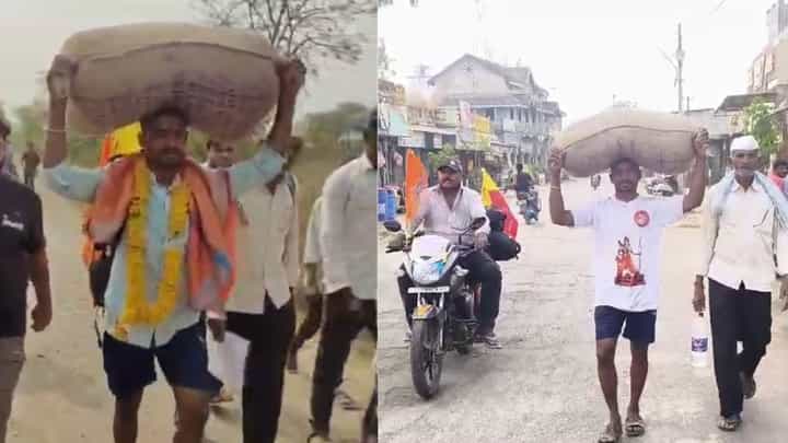 ವಿಜಯಪುರ: 56 ಕೆಜಿ ತೂಕದ ಗೋಧಿ ಮೂಟೆ ಹೊತ್ತು ಅಯೋಧ್ಯೆಗೆ ಪಾದಯಾತ್ರೆ ಹೊರಟ ರಾಮ ಭಕ್ತ! ವಿಜಯಪುರ: 56 ಕೆಜಿ ತೂಕದ ಗೋಧಿ ಮೂಟೆ ಹೊತ್ತು ಅಯೋಧ್ಯೆಗೆ ಪಾದಯಾತ್ರೆ ಹೊರಟ ರಾಮ ಭಕ್ತ!