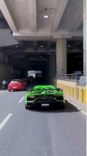 ಲ್ಯಾಂಬೋರ್ಗಿನಿ ಕಾರು ಚಾಲಕನ ಹುಚ್ಚಾಟ