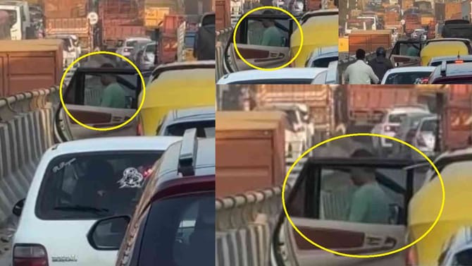 ಬೆಂಗಳೂರಿನಲ್ಲಿ ಫುಲ್ ಟ್ರಾಫಿಕ್: ತಡೆಯಲಾಗದೇ ರಸ್ತೆಯಲ್ಲಿ ಮೂತ್ರ ವಿಸರ್ಜನೆ!