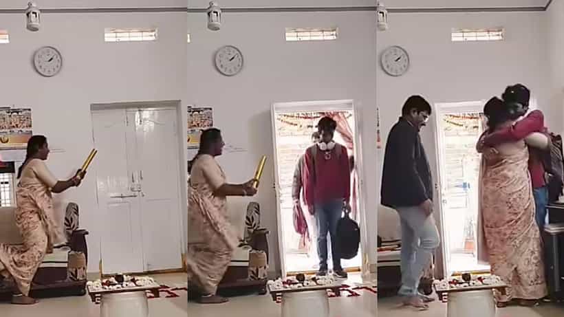 Video: ನಾಲ್ಕು ತಿಂಗಳ ಬಳಿಕ ಮನೆಗೆ ಮರಳಿದ ಮಗನಿಗೆ ಅದ್ದೂರಿ ಸ್ವಾಗತ ಕೋರಿದ ತಾಯಿ