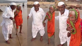 ಮೊದಲ ಬಾರಿಗೆ ಕಡಲ ತೀರಕ್ಕೆ ಭೇಟಿ ನೀಡಿ ಸೌಂದರ್ಯ ಸವಿದ ವೃದ್ಧ ದಂಪತಿ