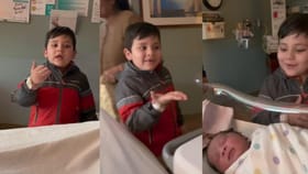 ನವಜಾತ ಶಿಶುವನ್ನು ಕಂಡೊಡನೆ ಮುದ್ದಾಗಿ ರಿಯಾಕ್ಷನ್ ಕೊಟ್ಟ ಪುಟ್ಟ ಹುಡುಗ