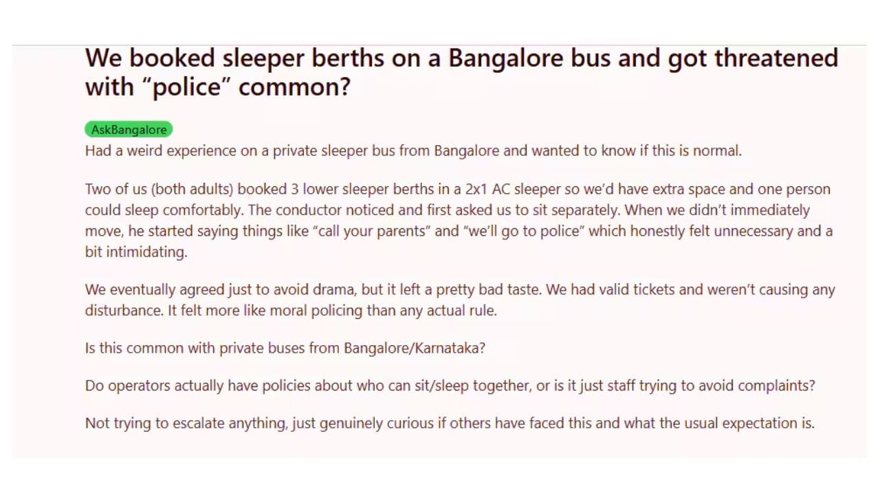 Bengaluru Bus Moral Policing