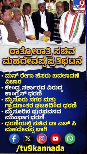 ಸಚಿವ ಮಹದೇವಪ್ಪ ದಿಢೀರ್ ಧರಣಿ