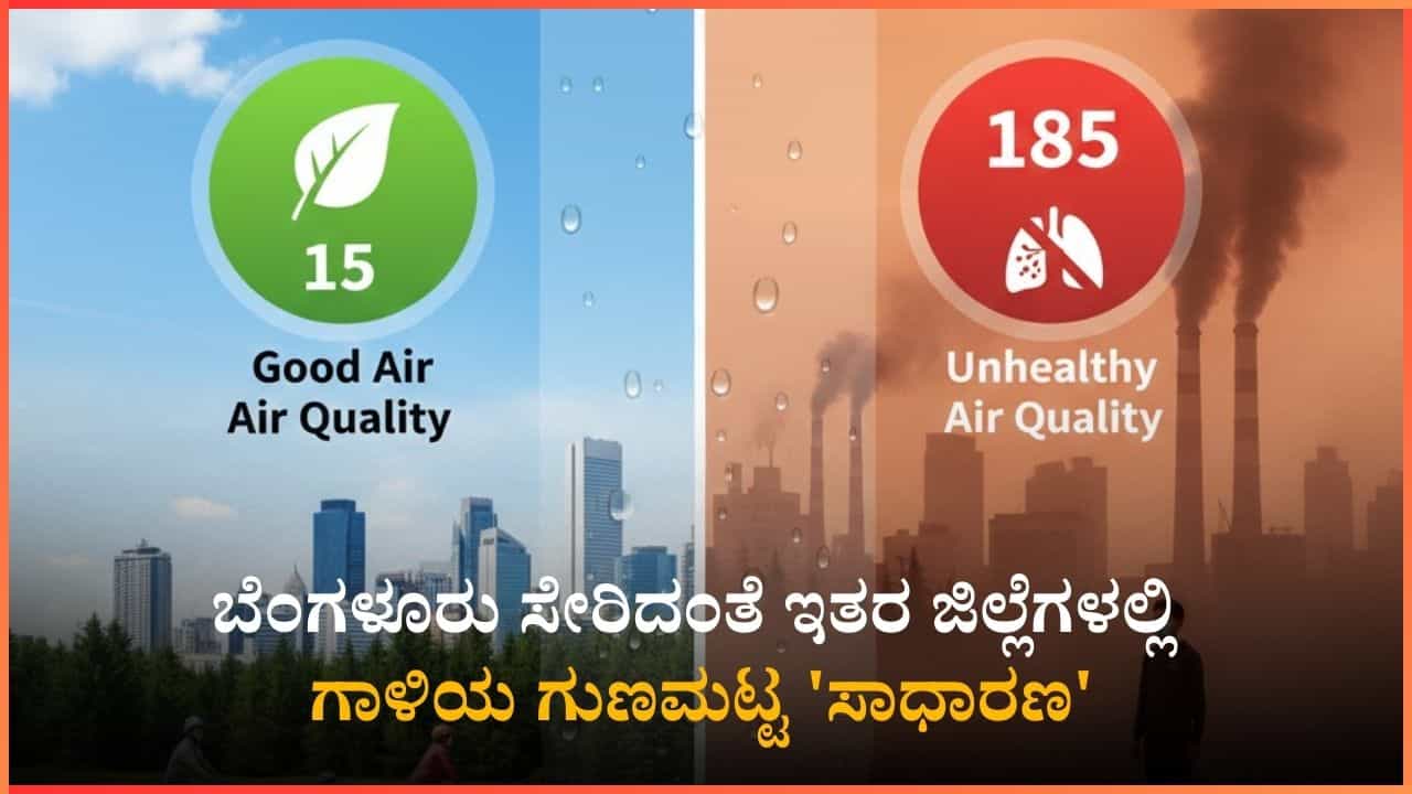 Karnataka Air Quality: ಹುಬ್ಬಳ್ಳಿ ಬಿಟ್ಟು ಬೆಂಗಳೂರು ಸೇರಿದಂತೆ ಇತರ ಜಿಲ್ಲೆಗಳಲ್ಲಿ ಗಾಳಿಯ ಗುಣಮಟ್ಟ 'ಸಾಧಾರಣ' Karnataka Air Quality: ಹುಬ್ಬಳ್ಳಿ ಬಿಟ್ಟು ಬೆಂಗಳೂರು ಸೇರಿದಂತೆ ಇತರ ಜಿಲ್ಲೆಗಳಲ್ಲಿ ಗಾಳಿಯ ಗುಣಮಟ್ಟ 'ಸಾಧಾರಣ'
