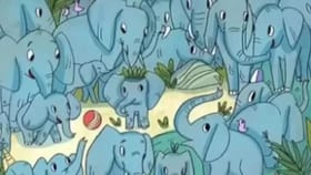 ಆನೆಗಳ ಹಿಂಡಿನ ನಡುವೆ ಇರುವ ಘೇಂಡಾಮೃಗವನ್ನು ಕಂಡು ಹಿಡಿಯಬಲ್ಲಿರಾ