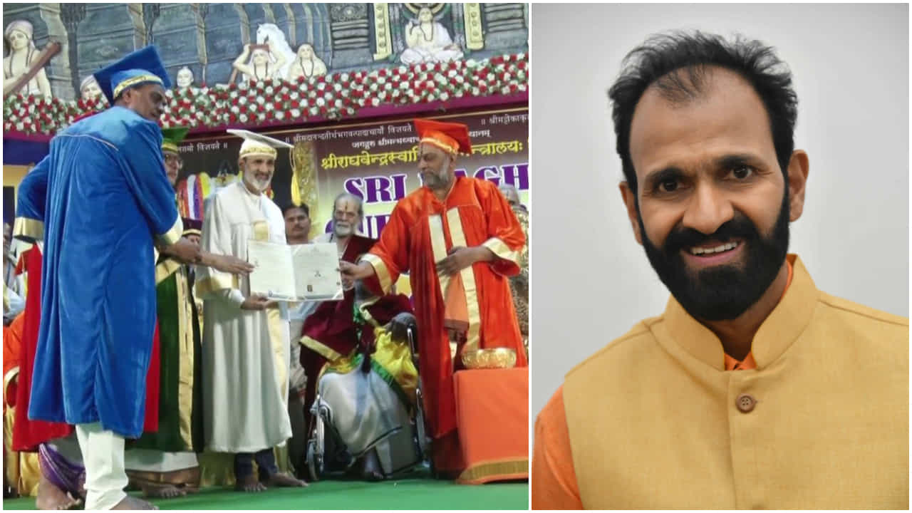 ಗುರುವೈಭವೋತ್ಸವ ವೇದಿಕೆಯಲ್ಲಿ ಗೌರವ ಡಾಕ್ಟರೇಟ್ ಪಡೆದ ರಾಘವೇಂದ್ರ ರಾಜ್​ಕುಮಾರ್