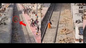 ರೈಲ್ವೆ ಹಳಿ ಮೇಲೆ ನಡೆದುಕೊಂಡು ಹೋಗುವಾಗ ಬಿದ್ದ ಮಹಿಳೆ