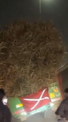 ರಸ್ತೆಯಲ್ಲೇ ಮಗುಚಿ ಬಿತ್ತು ಕಬ್ಬು ತುಂಬಿದ ಟ್ರಕ್; ಹಿಂದಿದ್ದ ಬೈಕ್ ಸವಾರರು ಕಂಗಾಲು