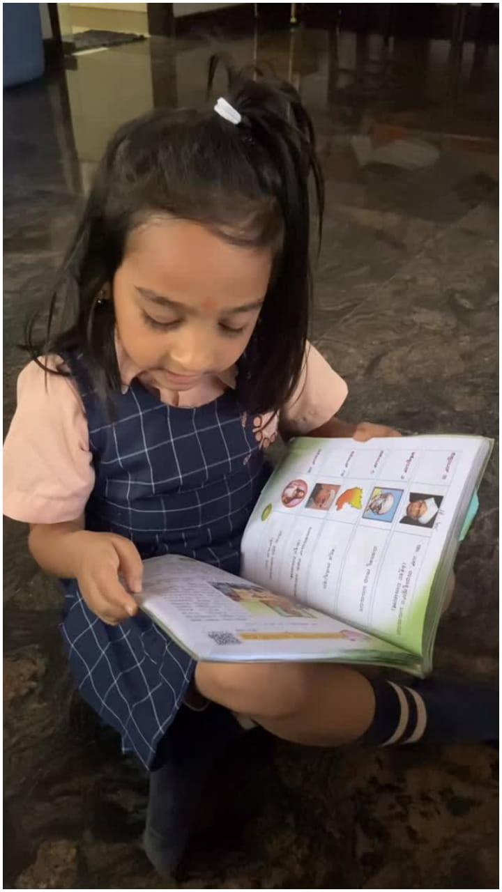 ಶ್ರದ್ಧೆಯಿಂದ ಕನ್ನಡ ಓದಿದ ವಂಶಿಕಾ