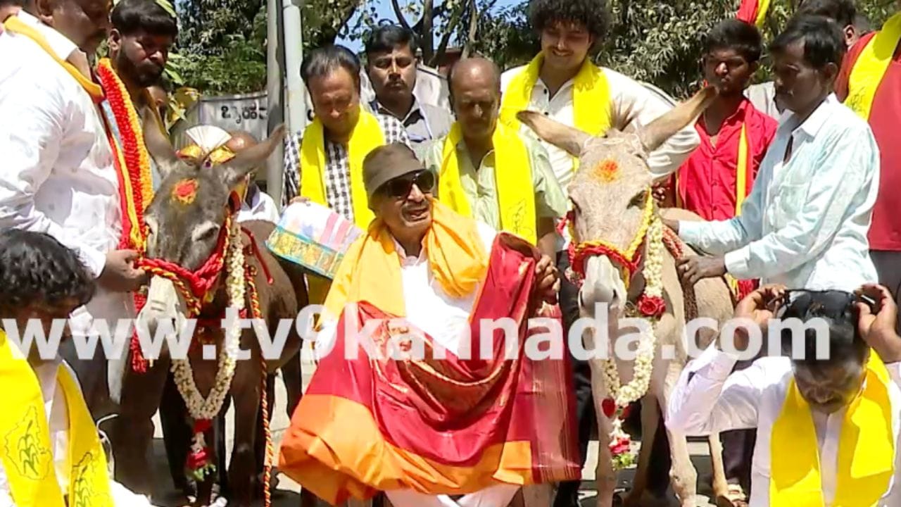 ಕತ್ತೆಗಳಿಗೆ ಮದುವೆ ಮಾಡಿಸಿದ ವಾಟಾಳ್ ನಾಗರಾಜ್: ಪ್ರೇಮ ವಿವಾಹಕ್ಕೆ ಸರ್ಕಾರ 3 ಲಕ್ಷ ರೂ. ನೀಡಬೇಕು ಕತ್ತೆಗಳಿಗೆ ಮದುವೆ ಮಾಡಿಸಿದ ವಾಟಾಳ್ ನಾಗರಾಜ್: ಪ್ರೇಮ ವಿವಾಹಕ್ಕೆ ಸರ್ಕಾರ 3 ಲಕ್ಷ ರೂ. ನೀಡಬೇಕು
