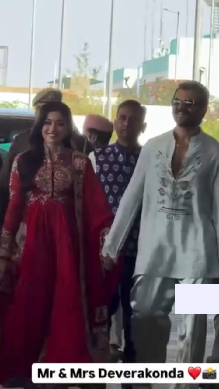 ಮದುವೆ ಮುಗಿಸಿ ಕೈ-ಕೈ ಹಿಡಿದುಕೊಂಡು ಹೊರಟ ವಿಜಯ್-ರಶ್ಮಿಕಾ: ವಿಡಿಯೋ