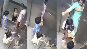 ಲಿಫ್ಟ್‌ನಲ್ಲಿ ಸಿಲುಕಿದ್ದ ಪುಟಾಣಿಗಳನ್ನು ರಕ್ಷಿಸಲು ದೇವರಂತೆ ಬಂದ ಬಾಲಕಿ