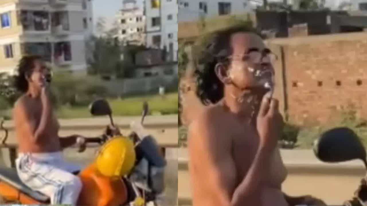 Video: ಚಲಿಸುವ ಬೈಕ್‌ನಲ್ಲಿ ಶೇವಿಂಗ್ ಮಾಡಿದ ವ್ಯಕ್ತಿ, ಮುಂದೇನಾಯ್ತು ನೋಡಿ