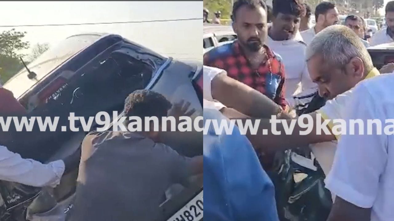ಕಾರಿಗೆ ಡಿಕ್ಕಿ ಹೊಡೆದ ಲಾರಿ: ಕುಡಿದು ವಾಹನ ಓಡಿಸಿದ್ದಕ್ಕೆ ಕ್ಯಾಂಟರ್ ಚಾಲಕನಿಗೆ ಥಳಿಸಿದ ಗ್ರಾಮಸ್ಥರು
